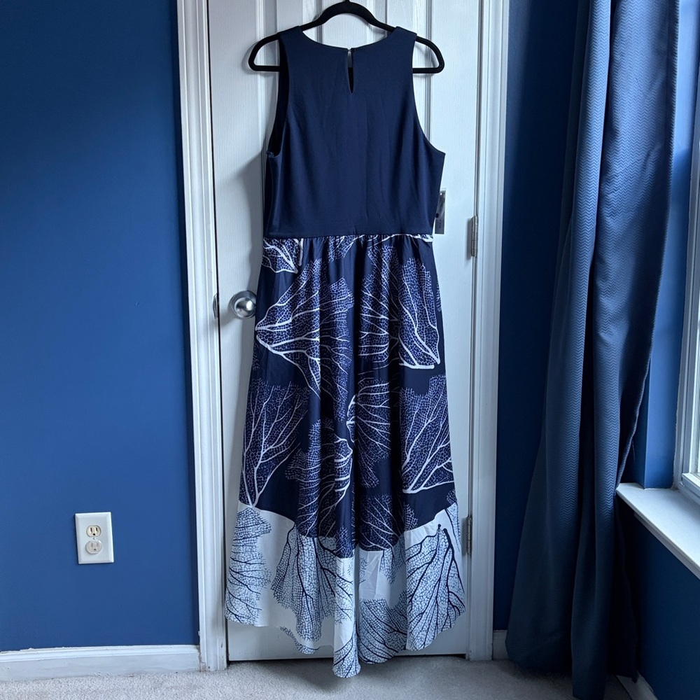 NWT Hutch Women's XL Altana 2fer Knit High Low Maxi Dress Navy White Coral Reef - Picture 4 of 10